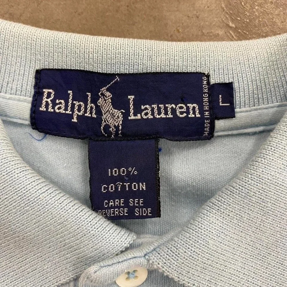 Vintage 90s Ralph Lauren Light Blue Polo Shirt Size L‎